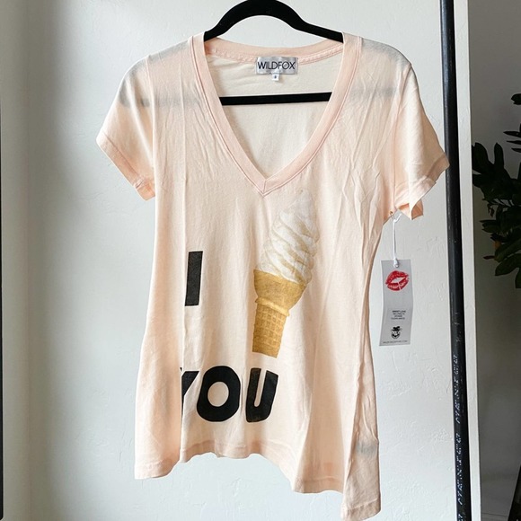 WILDFOX Women's Dionne Clean White "I (ice cream cone) You" Sweet Love Tee sz S - Picture 2 of 11